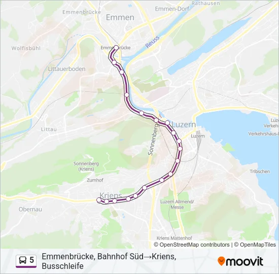 5 Bus Line Map