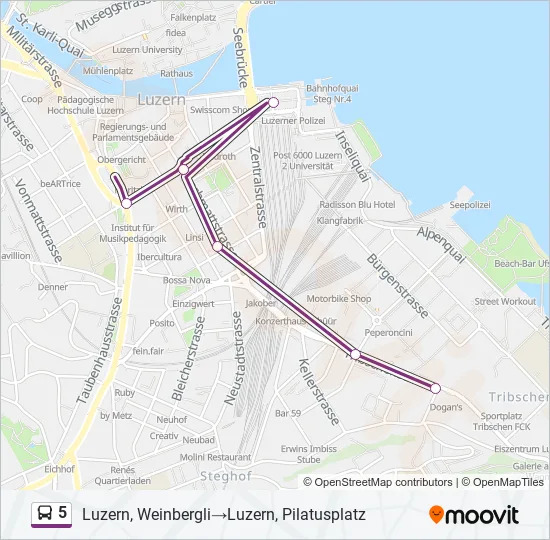 5 Bus Line Map