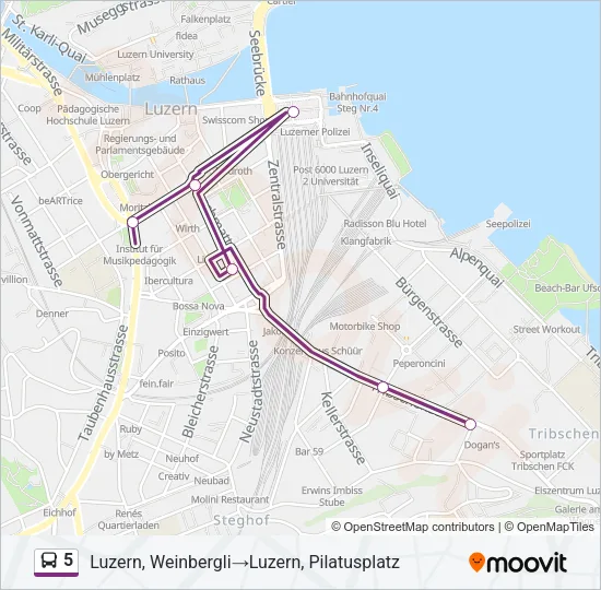 Plan de la ligne 5 de bus