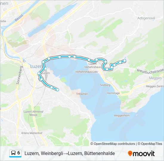 Plan de la ligne 6 de bus