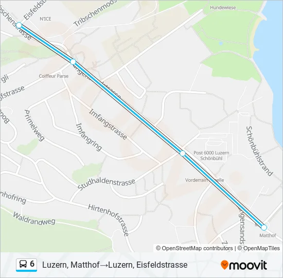 Plan de la ligne 6 de bus