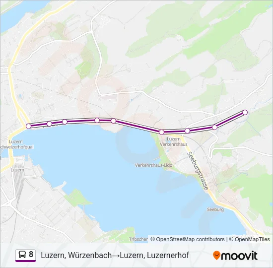 Plan de la ligne 8 de bus