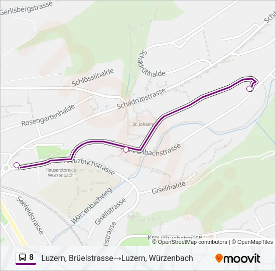 Plan de la ligne 8 de bus