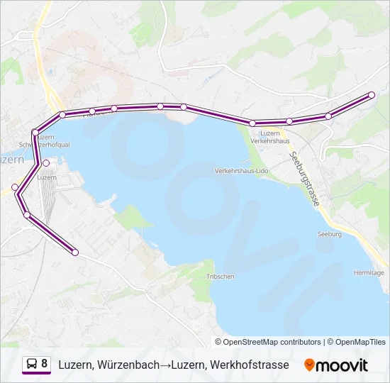 Plan de la ligne 8 de bus