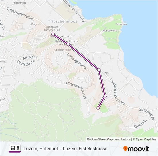 Plan de la ligne 8 de bus