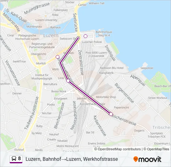 Plan de la ligne 8 de bus
