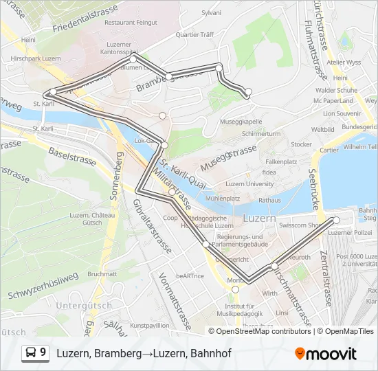 9 Bus Line Map