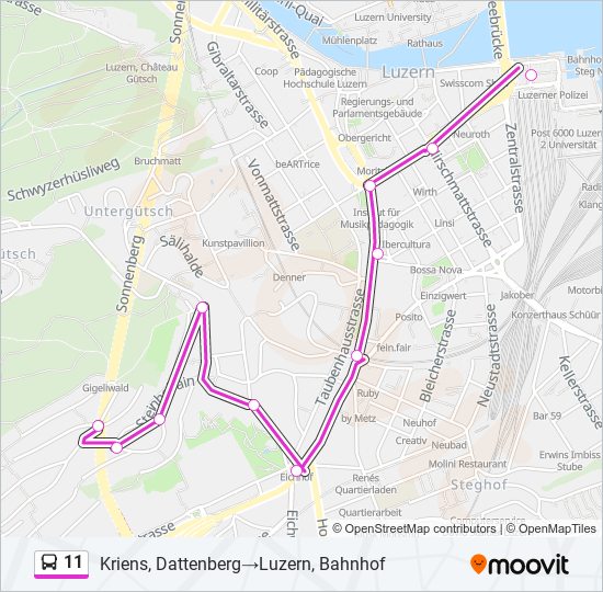 Plan de la ligne 11 de bus