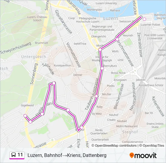 Plan de la ligne 11 de bus