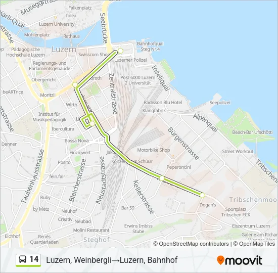14 Bus Line Map