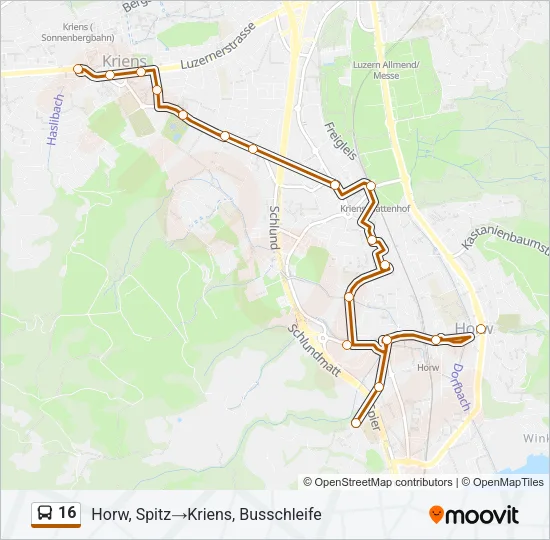 16 Bus Line Map