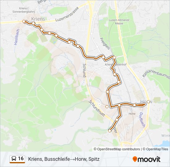 16 Bus Line Map