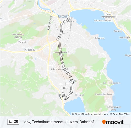 Plan de la ligne 20 de bus