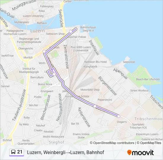 21 Bus Line Map