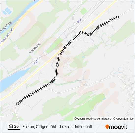 Plan de la ligne 26 de bus