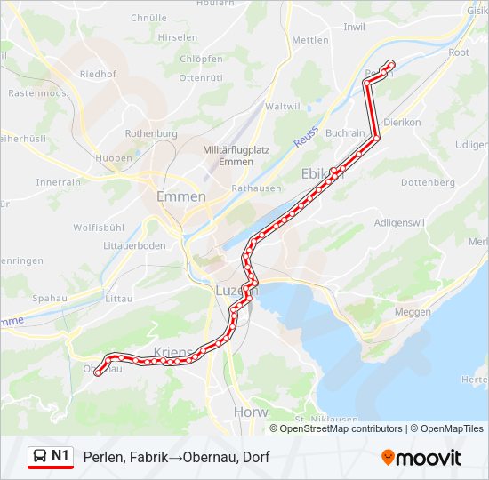 N1 Bus Line Map