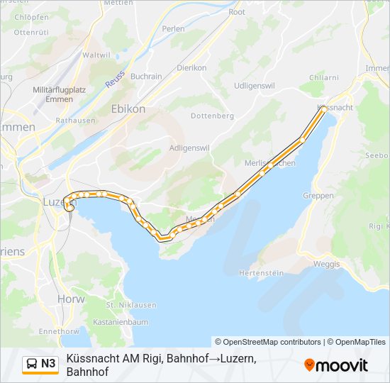 N3 Bus Line Map