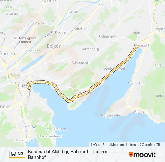 N3 Bus Line Map