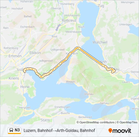 N3 Bus Line Map