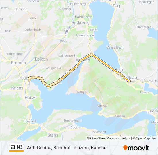 N3 Bus Line Map