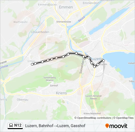 N12 Bus Line Map