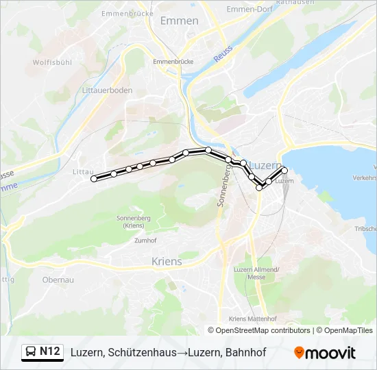 N12 Bus Line Map