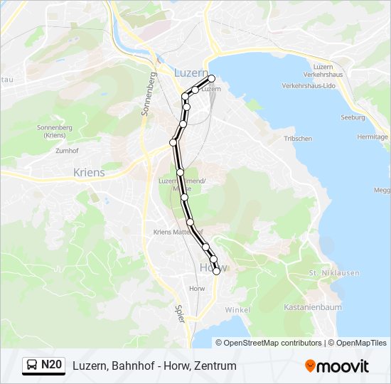 N20 bus Line Map