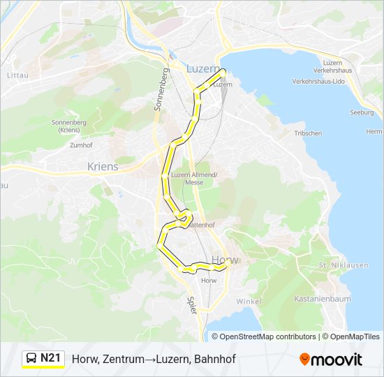 N21 Bus Line Map