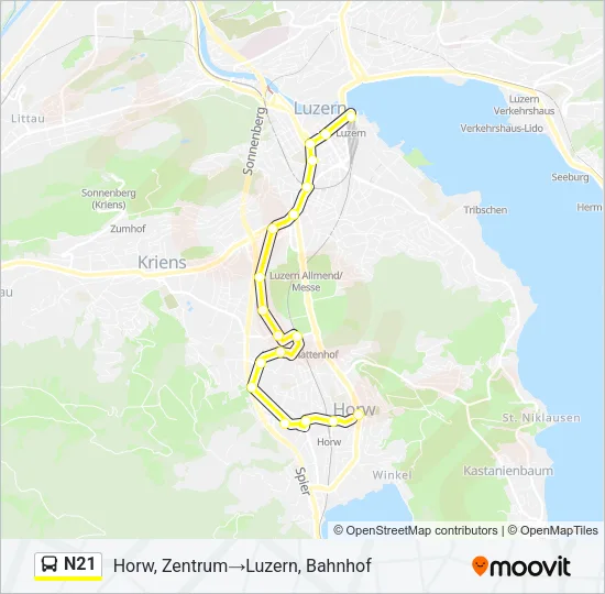 N21 Bus Line Map
