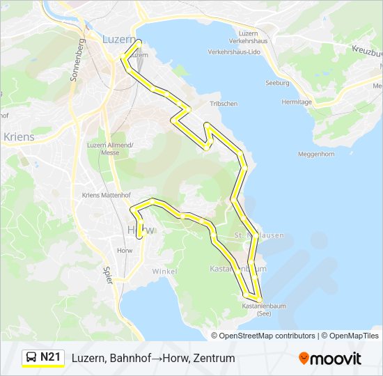 N21 Bus Line Map