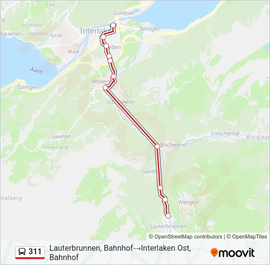 Plan de la ligne 311 de bus
