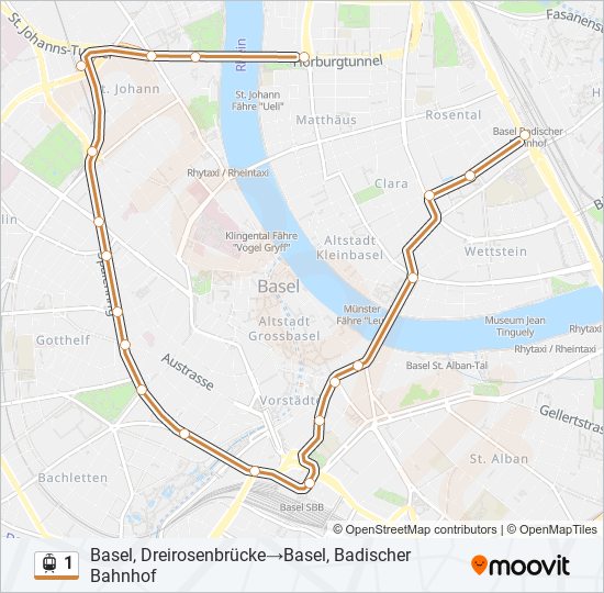 Plan de la ligne 1 de tram