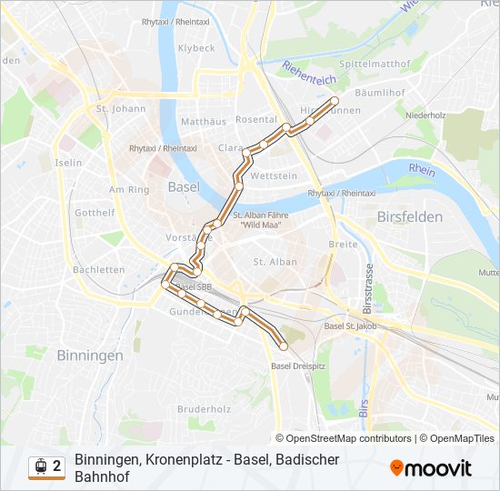 Plan de la ligne 2 de tram