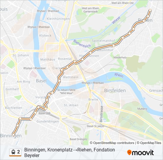 Straßenbahnlinie 2 Karte