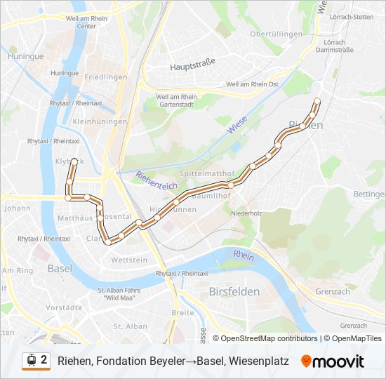 Plan de la ligne 2 de tram