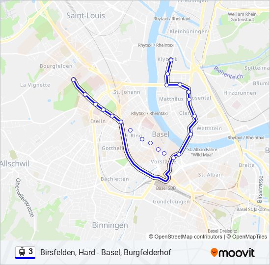 Straßenbahnlinie 3 Karte