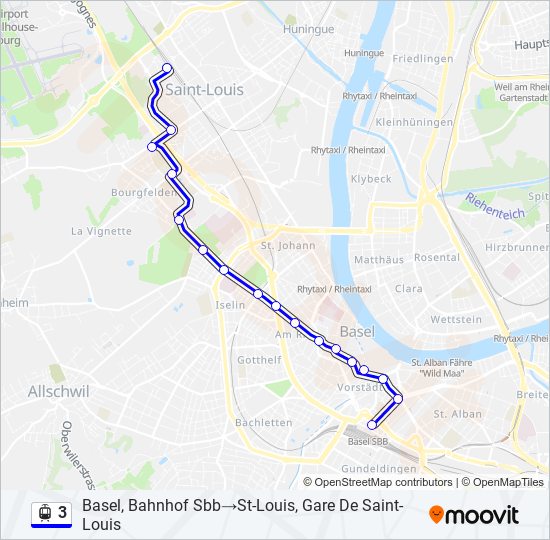 Straßenbahnlinie 3 Karte