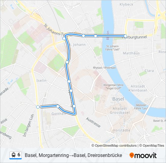 Straßenbahnlinie 6 Karte