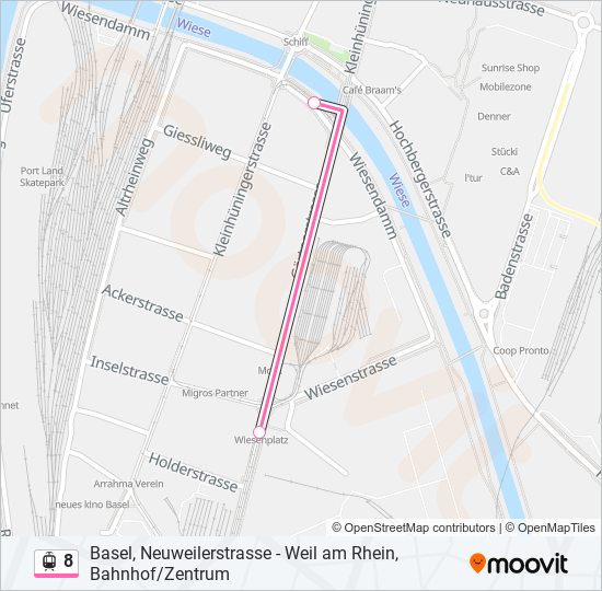 Plan de la ligne 8 de tram