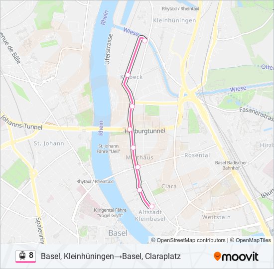 Plan de la ligne 8 de tram