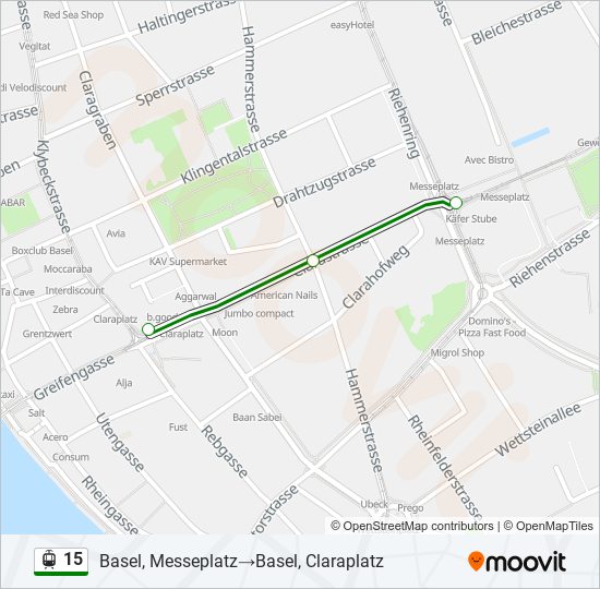 Plan de la ligne 15 de tram