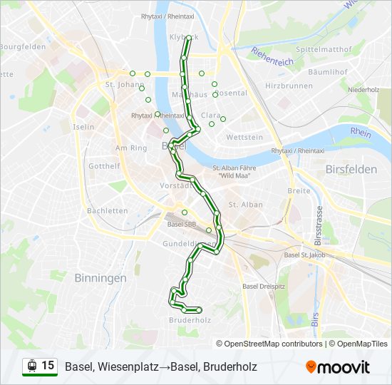 Plan de la ligne 15 de tram