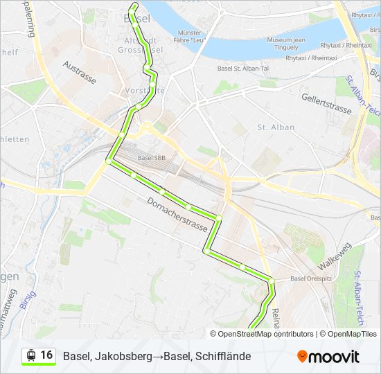 Plan de la ligne 16 de tram