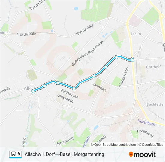 Plan de la ligne 6 de bus