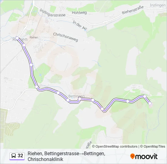 Plan de la ligne 32 de bus