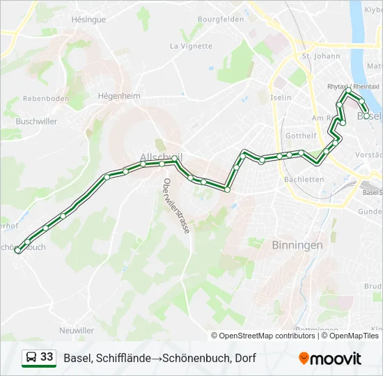 Plan de la ligne 33 de bus