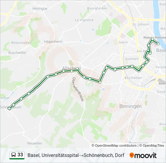 Plan de la ligne 33 de bus