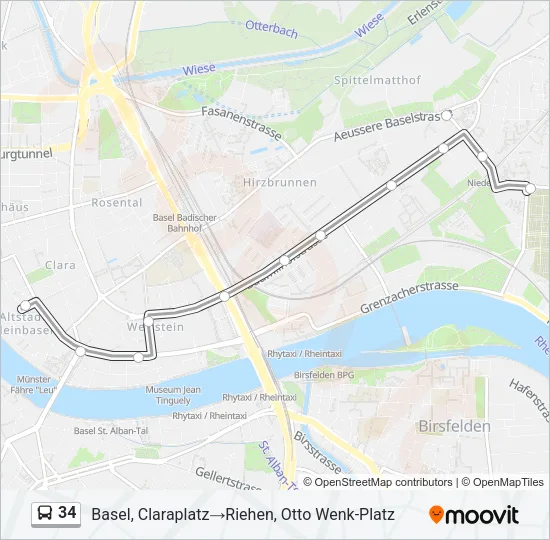 34 Bus Line Map