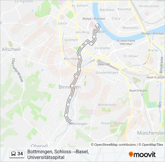 34 Bus Line Map