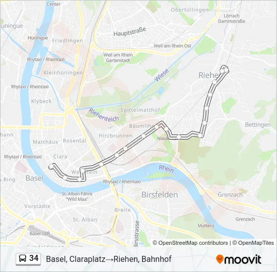 34 Bus Line Map